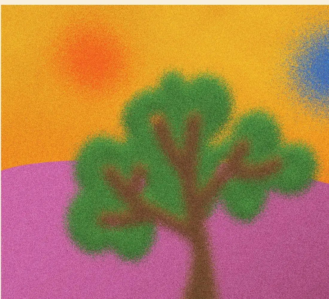 Ilustración de un árbol sobre una colina
